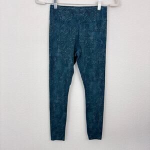 Pact Womens Active Leggings Size XS Snake Print Stretch Workout Athleisure Green